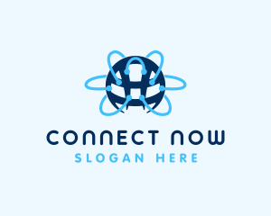 Tech Network Globe Connection logo design