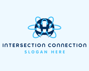 Tech Network Globe Connection logo design