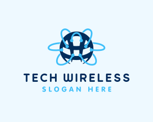 Tech Network Globe Connection logo design