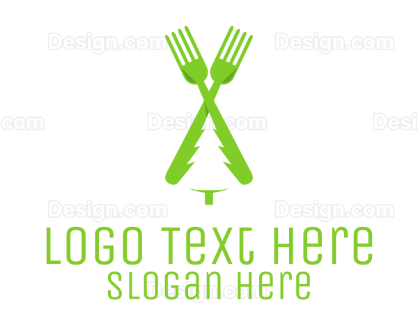 Green Pine Tree Fork Logo