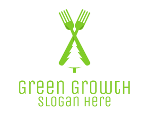 Green Pine Tree Fork logo design