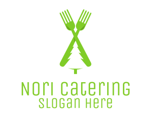 Green Pine Tree Fork logo design