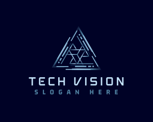 Futuristic Tech Pyramid logo design