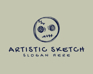 Creepy Skull Sketch logo design