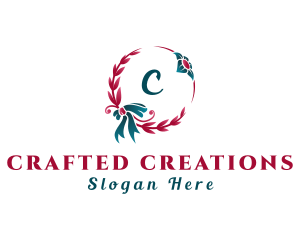 Christmas Floral Wreath Decor logo design