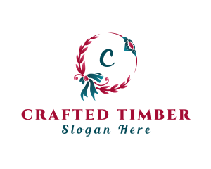 Christmas Floral Wreath Decor logo design