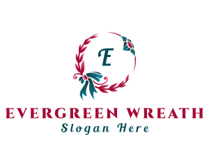 Christmas Floral Wreath Decor logo design