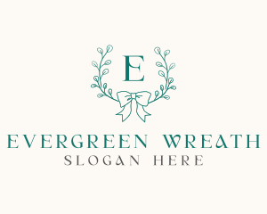 Ribbon Leaf Wreath logo design