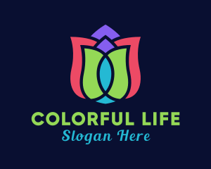 Colorful Tulip Flower logo design