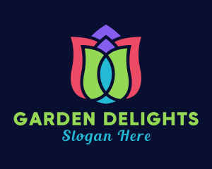 Colorful Tulip Flower logo design