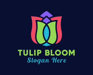 Colorful Tulip Flower logo design