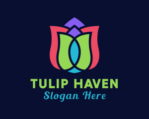 Colorful Tulip Flower logo design