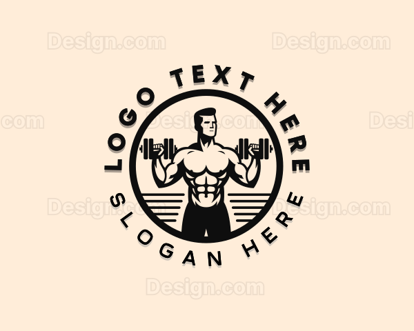 Dumbbell Weightlifter Muscular Logo