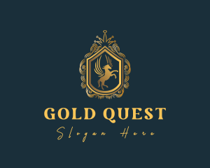 Gold Pegasus Shield logo design