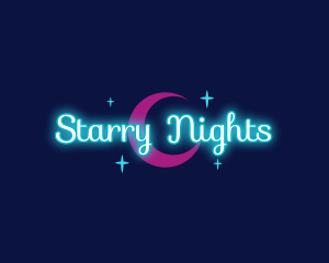 Neon Moonlight Night logo design