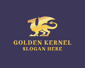 Golden Dragon Creature logo design