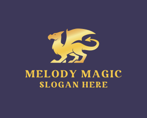 Golden Dragon Creature logo design
