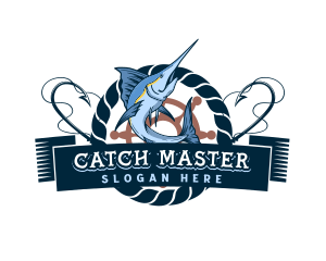 Nautical Marlin Fish logo design