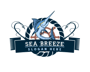 Nautical Marlin Fish logo