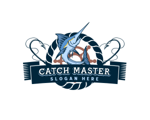 Nautical Marlin Fish logo design