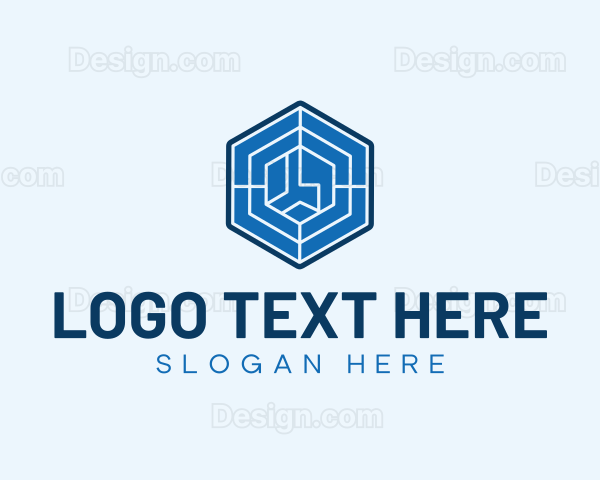 Cube Blueprint Hexagon Logo