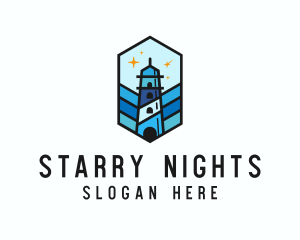 Starry Night Lighthouse logo design