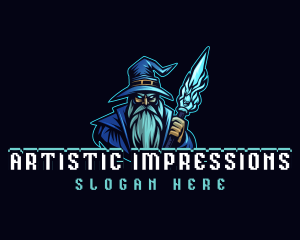 Magician Wizard Staff  logo design