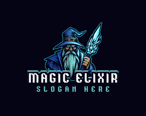 Magician Wizard Staff  logo design