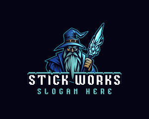 Magician Wizard Staff  logo design