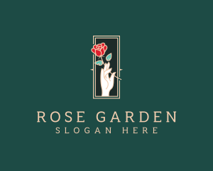 Dainty Hand Rose logo design