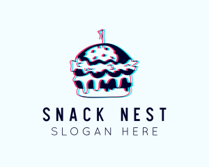 Glitch Burger Snack  logo design