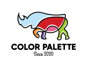 Colorful Rhino Monoline logo design