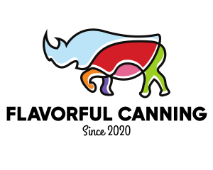 Colorful Rhino Monoline logo design