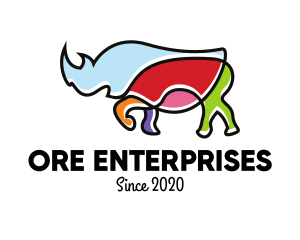 Colorful Rhino Monoline logo design