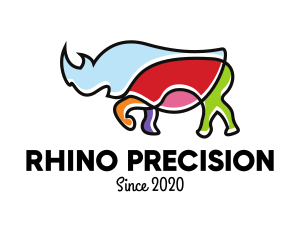 Colorful Rhino Monoline logo design