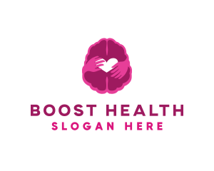 Mental Health Brain Heart logo design