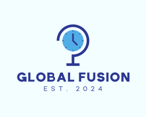 Blue Global Time  logo design