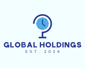 Blue Global Time  logo design