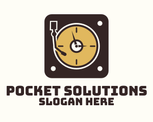 Retro Vinyl Player Clock logo design