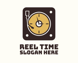 Retro Vinyl Player Clock logo design