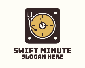 Retro Vinyl Player Clock logo design