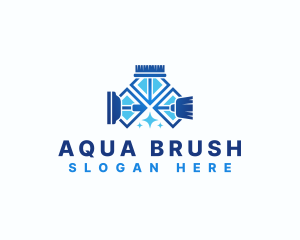 Cleaning Squeegee Brush Broom logo design