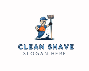 Janitor Cleaning Man logo design