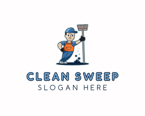 Janitor Cleaning Man logo