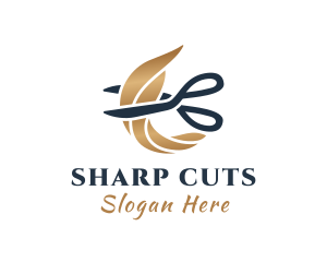 Golden Hair Scissor logo design