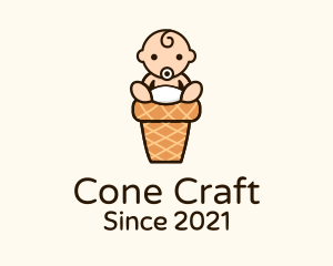 Sitting Baby Cone logo design