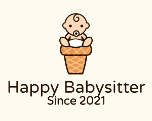 Sitting Baby Cone logo design