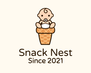 Sitting Baby Cone logo design