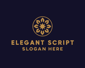 Gold Pen Nib Flower logo design