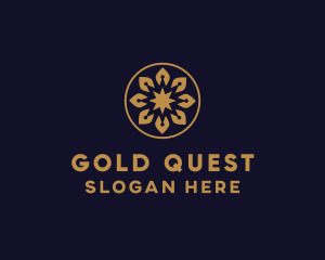 Gold Pen Nib Flower logo design